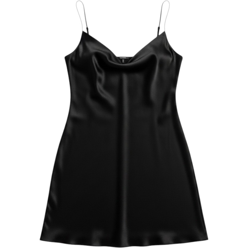 Altar'd State Black Satin Lingerie Slip Mini Dress Cowl Neck Adjustable Straps